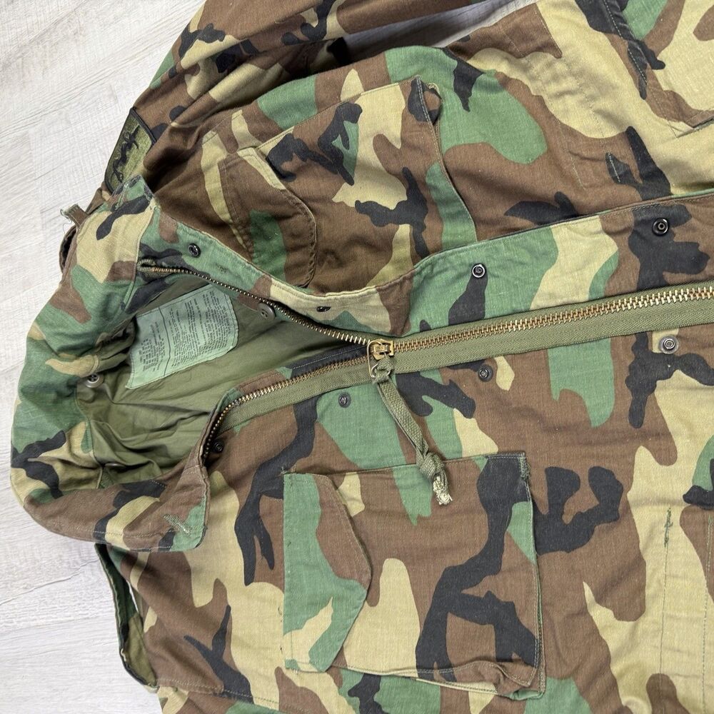Vintage Military M65 Field Coat Jacket Small Short Cold Weather Woodland Camo - Picture 5 of 13